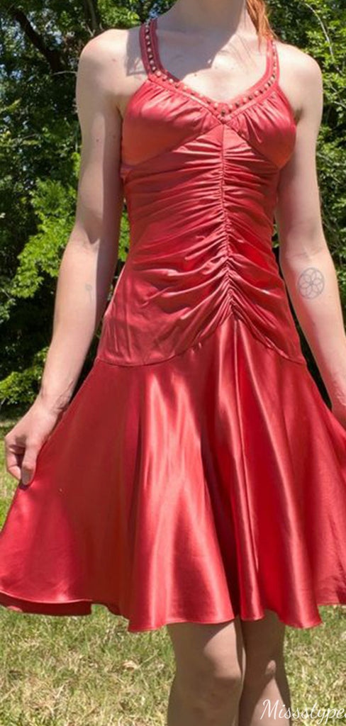 Casual Halter A-line Short Mini Homecoming Dress,HM572