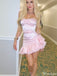 Elegant Strapless Sheath Short Mini Homecoming Dress,HM573