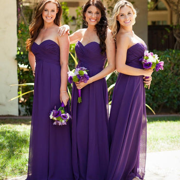 Women Elegant Purple Sweetheart A-Line Soft Bridesmaid Dresses Online, BL38