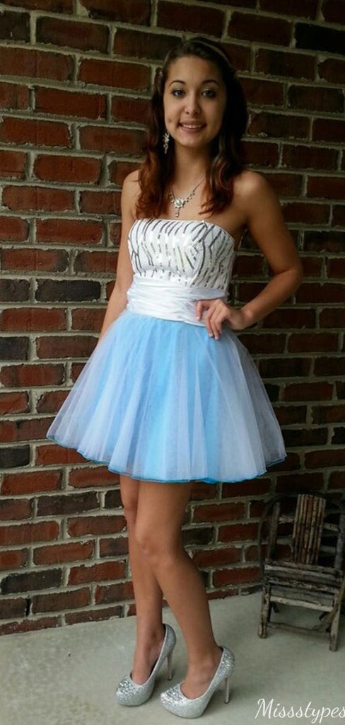 Casual Strapless A-line Short Mini Homecoming Dress,HM578