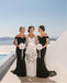 Regency Black Off Shoulder Mermaid With Trailing Bridesmaid Dresses Online, BL80