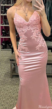 Gorgeous Spaghetti Strap V-neck Mermaid Long Prom Dress Ideas, Evening Party Dresses,ZX1170