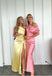 One Shoulder Satin Pleat Sexy Side Slit Mermaid Long Prom Evening Dress,ZX287