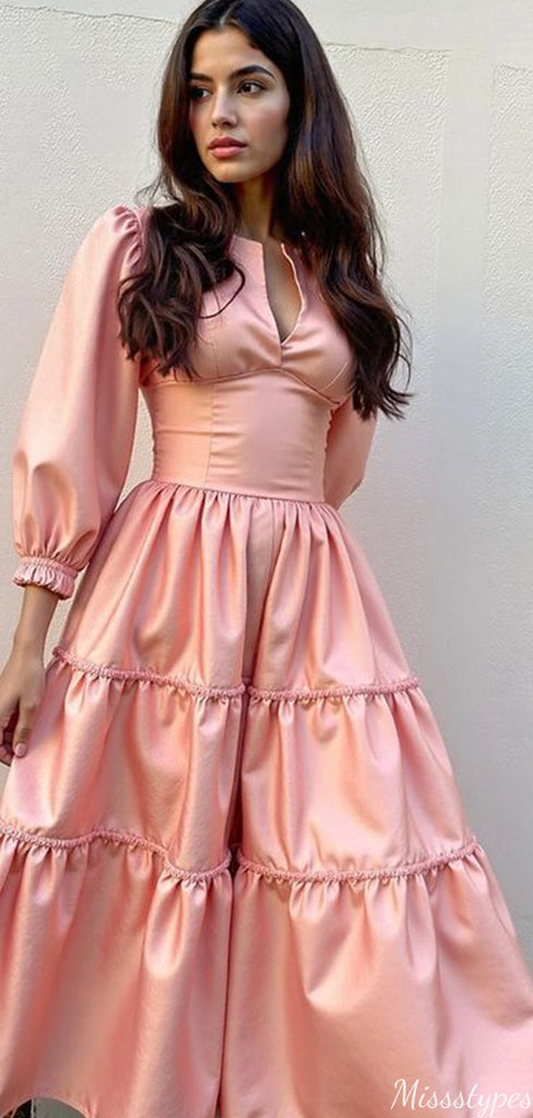 Elegant Long Sleeves A-line Long Prom Dress Ideas, Evening Party Dresses,ZX1173