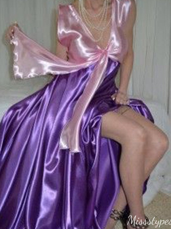 Unique V-neck A-line Long Prom Dress Ideas, Evening Party Dresses,ZX1176
