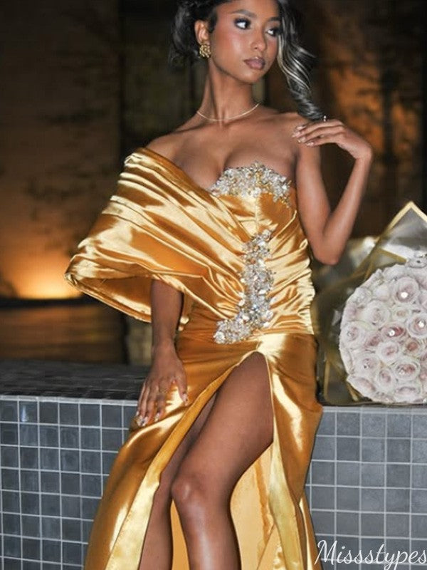 Gorgeous One-shoulder Mermaid Long Prom Dress Ideas, Evening Party Dresses,ZX1179