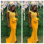 Unique Yellow Appliqued Mermaid Long Bridesmaid Dresses Online, BL91