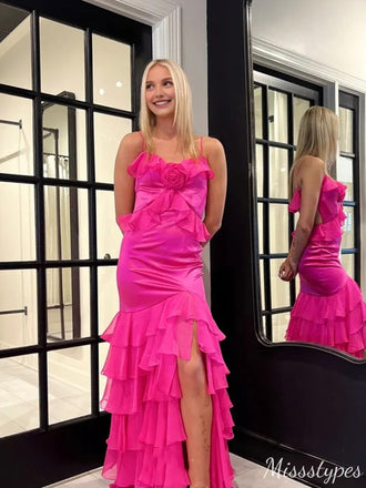 Elegant Spaghetti Strap Mermaid Unique Long Prom Dress Ideas, Evening Party Dresses,ZX577