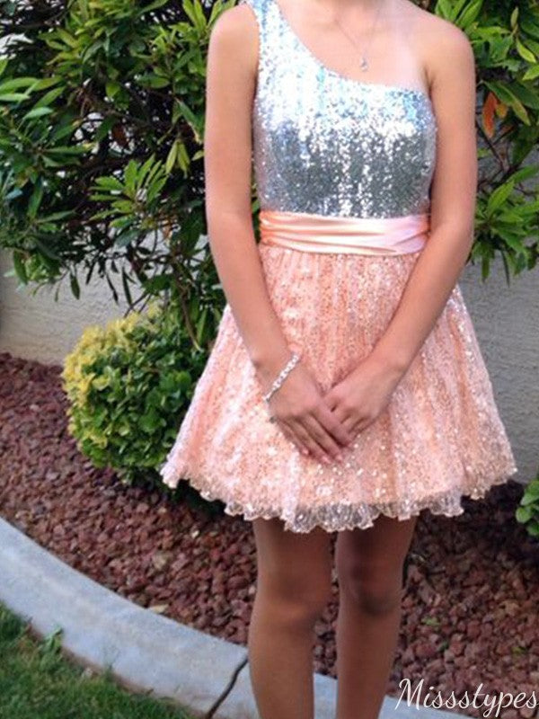 Gorgeous One-shoulder A-line Short Mini Homecoming Dress,HM593