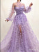 Elegant Flower Lilac Sweetheart Floor-Length Homecoming Dresses, HM01