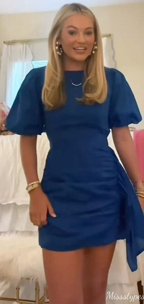 Elegant Short Sleeves Sheath Short Mini Homecoming Dress,HM602