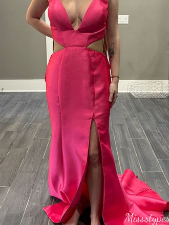 Sexy Deep V-neck Mermaid Long Prom Dress Ideas, Evening Party Dresses,ZX1184