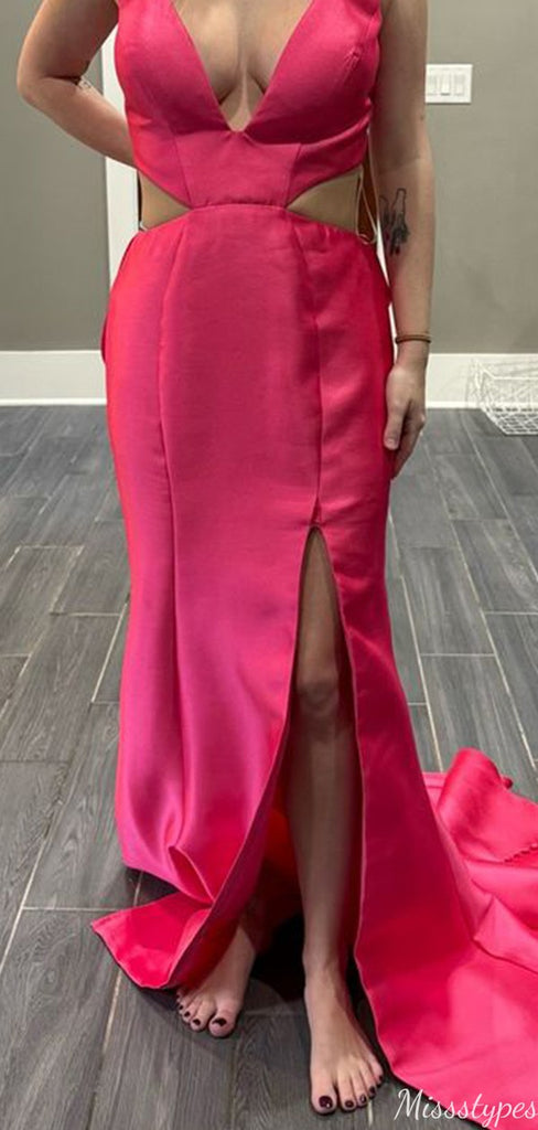 Sexy Deep V-neck Mermaid Long Prom Dress Ideas, Evening Party Dresses,ZX1184