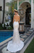 Sparkly White Strapless With Tail V-Neck Women Long Mermaid Wedding Dresses HS49