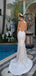 Sparkly White Strapless With Tail V-Neck Women Long Mermaid Wedding Dresses HS49