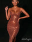 Sexy Brown Women Fashion Criss Cross Spaghetti Strap Mermaid Prom Dresses,ZX89