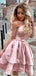 Coral Beautiful One Shoulder A-Line Mini New Arrival Homecoming Dresses,HM176