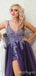 Gorgeous Purple V-Neck Spaghetti Strap Tulle A-Line Prom Dresses,ZX90