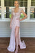 Gorgeous Pink Mermaid Side Slit Maxi Long Prom Evening Party Dresses,ZX419