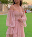 Gorgeous A-line Off Shoulder Long Sleeves Maxi Long Prom Evening Party Dresses,ZX417