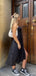 Simple Women Black Sweetheart Spaghetti Strap Tea-Length Mermaid Prom Dresses,ZX45