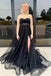 Sexy Black A-line Sweetheart Maxi Long Prom Evening Party Dresses,ZX403