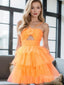 Cute Orange Strapless Flower Empire Tulle A-Line Women Mini Party Homecoming Dresses,HM263