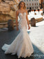 Premium Spaghetti Strap Sweetheart Appliqued Backless Long Mermaid Wedding Dresses HS53