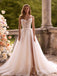 Sexy White Side Slit Appliqued Mermaid V-Neck Floor-Length Elegant Wedding Dresses HS20