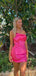 Rose Pink One Shoulder Sexy Women Mini Party Homecoming Dresses,HM286