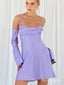 Simple Purple Modern Spaghetti Strap Cowl Mini Homecoming Dresses, HM68