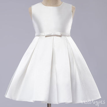 White Sleeveless White Bow Empire Popular Little Flower Girl Dresses, ET31