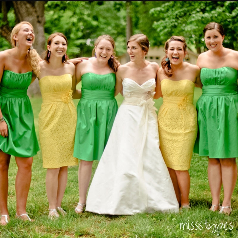 Simple Strapless A-Line Women Tea-Length Bridesmaid Dresses Online, BL46