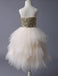 Champagne Spaghetti Strap Tulle Bow Empire Popular Little Flower Girl Dresses, ET32