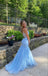 Sexy Blue Mermaid Spaghetti Straps Long Prom Dress Ideas, Evening Party Dresses,ZX450