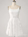 White Simple Spaghetti Strap Mini Homecoming Dresses, HM86