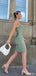 Simple Sage Green Spaghetti Strap Backless Tea-Length Mermaid Long Prom Dresses,ZX41