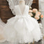 White Bow Empire Appliqued A-Line Tulle Popular Little Flower Girl Dresses, ET30