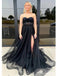 Sexy Black A-line Sweetheart Maxi Long Prom Evening Party Dresses,ZX403