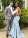 Sexy Blue Mermaid V-neck Maxi Long Prom Dress Ideas, Evening Party Dresses,ZX483