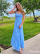 Elegant Blue Square Neckline Maxi Long Prom Evening Party Women Dresses ,ZX400