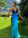 Sexy Blue Mermaid V-neck Long Prom Dress Ideas, Evening Party Dresses,ZX495