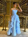 Pretty Blue A-line Long Prom Dress Ideas, Evening Party Dresses,ZX500