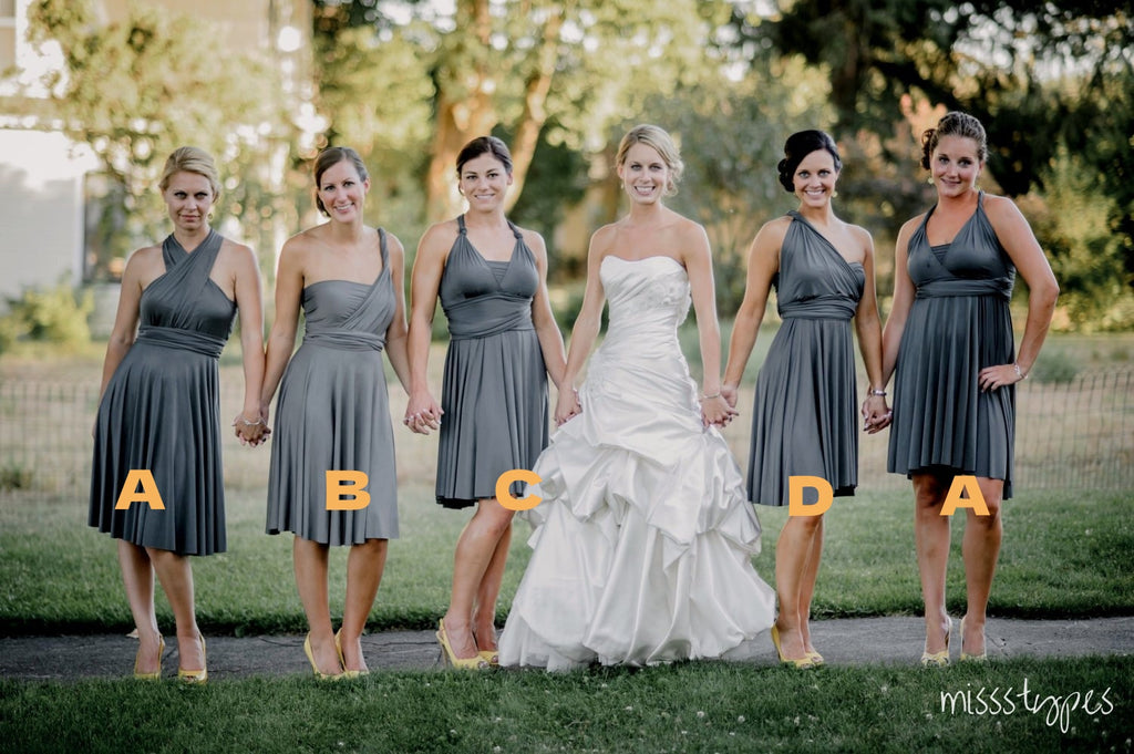 Charming Mismatched Dusty-Blue Knee-Length A-Line Bridesmaid Dresses Online, BL24