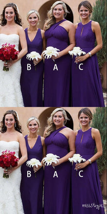 Mismatched Grape-Purple Mermaid Floor-Length Bridesmaid Dresses Online, BL20