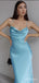 Sky-Blue Cowl Soft Spaghetti Strap Floor-Length Fashion Prom Dresses,ZX141