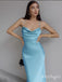 Sky-Blue Cowl Soft Spaghetti Strap Floor-Length Fashion Prom Dresses,ZX141