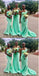 Mint Green One Shoulder Cheap Sexy Mermaid Long Bridesmaid Dresses Online, BL131