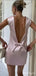 Pink Sleeveless Unique Bow A-Line Mini Homecoming Dresses, HM48