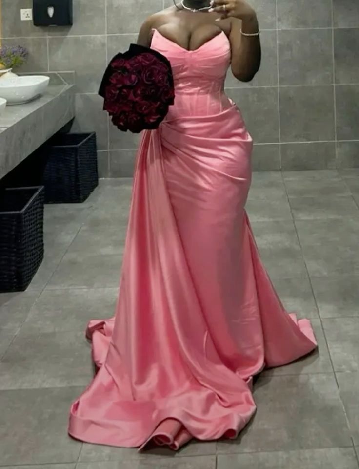 Sexy Pink Mermaid Sweetheart Long Prom Dress To Impress, Evening Party Dresses,ZX428